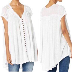 Free People Highland Tee Oversized Swing Knit Top Casual Linen Blend Size Medium